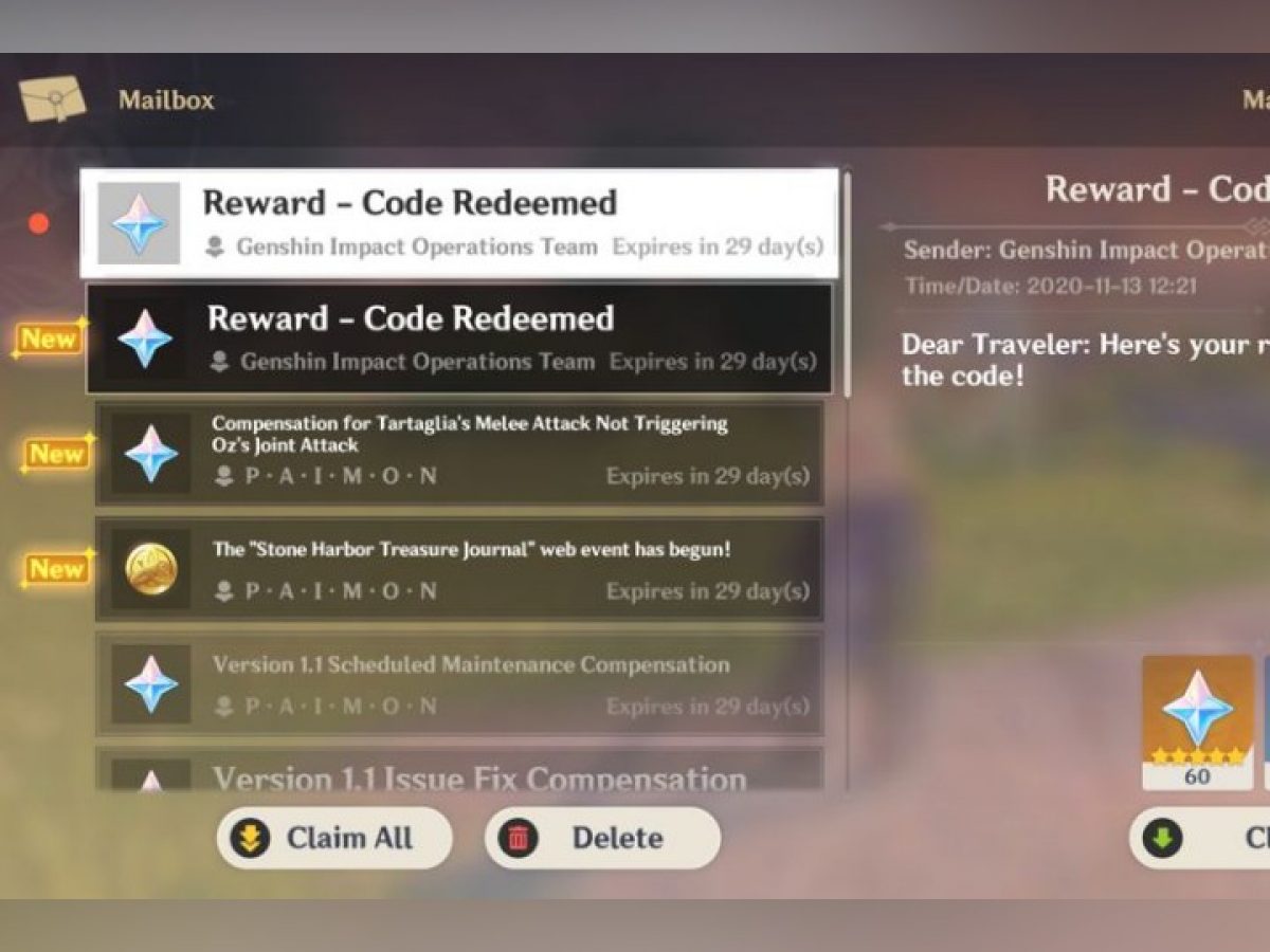 Genshin impact redeem code