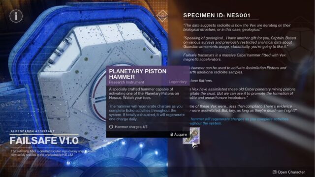 Planetary Piston Hammer in Destiny 2