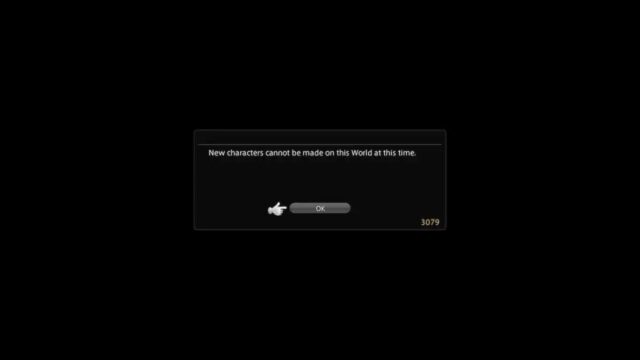 Cannot Create New Character Error