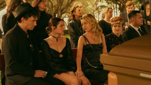 Charlotte Lawrence, Meredith Hagner, Ellen Marguerite Cullivan, Brandon Sirota, and Tyler Picchi in Bad Monkey (2024)