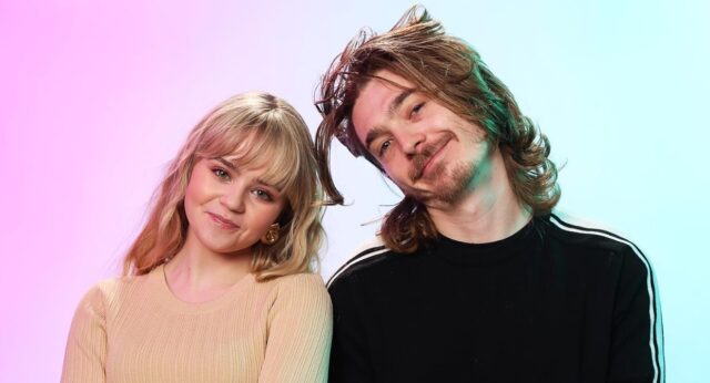 Austin Abrams and Megan Stott at an event for Penelope