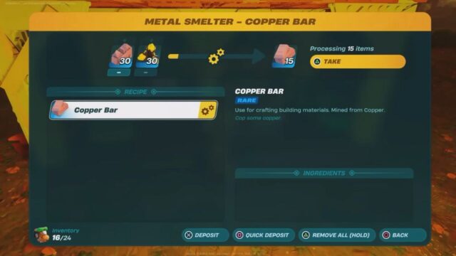 Crafting Copper Bars