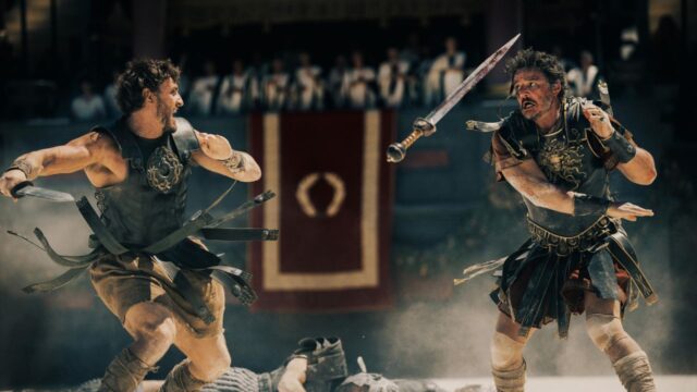 Pedro Pascal and Paul Mescal in Gladiator II (2024)