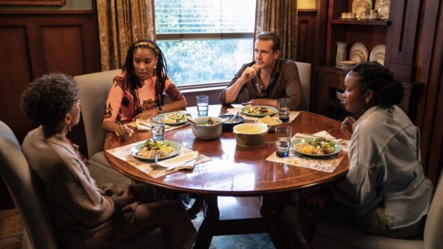 Jason Segel, Vernee Watson, Jessica Williams, and Courtney Taylor in Shrinking