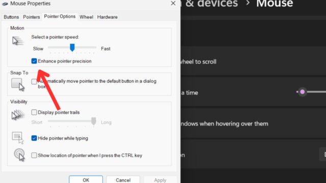 Uncheck the option for Enhance pointer precision