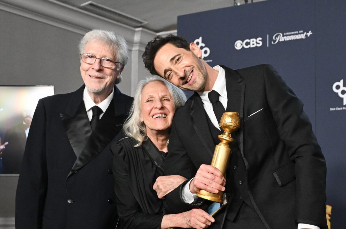 Adrien Brody, Elliot Brody, and Sylvia Plachy at the 82nd Golden Globe Awards