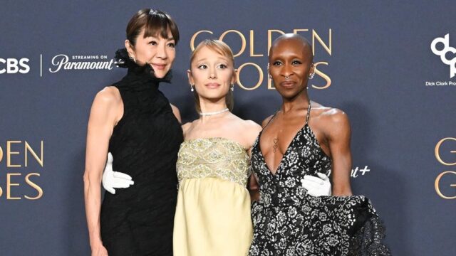 Michelle Yeoh, Ariana Grande, and Cynthia Erivo at the 82nd Golden Globe Awards